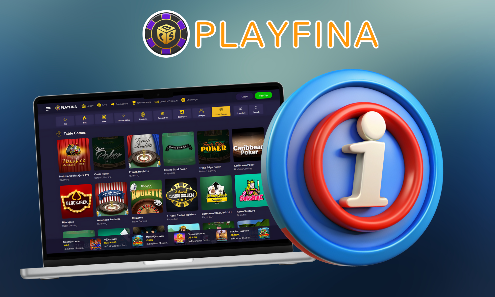 Méi Informatiounen iwwert Playfina online Casino