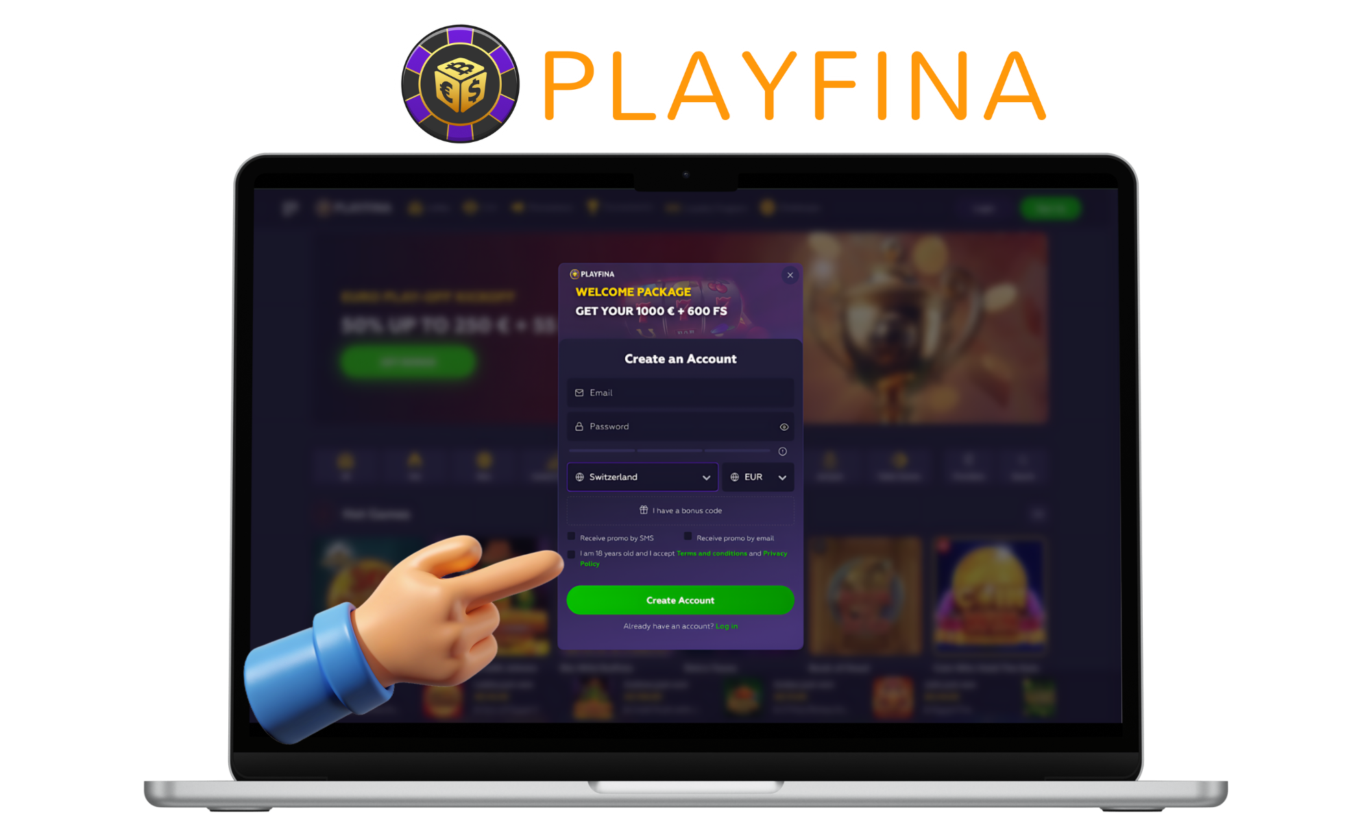 Playfina in Australia - complete your registration