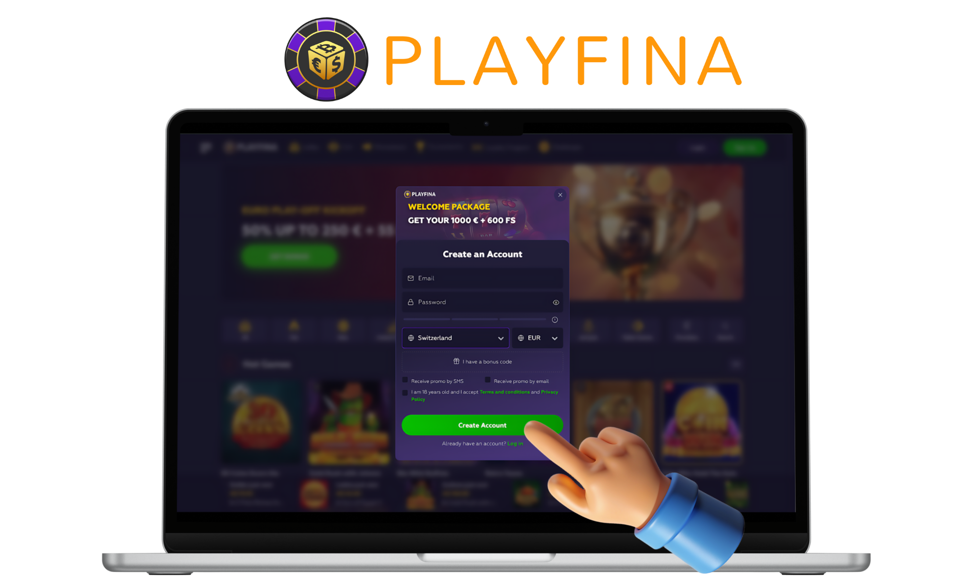 Playfina in Australia - complete your registration