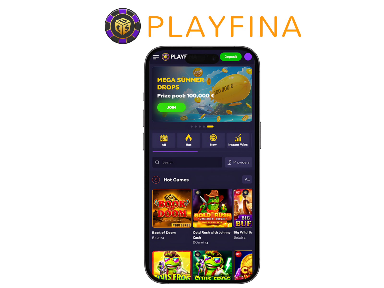 Åbn Playfinas mobilsite