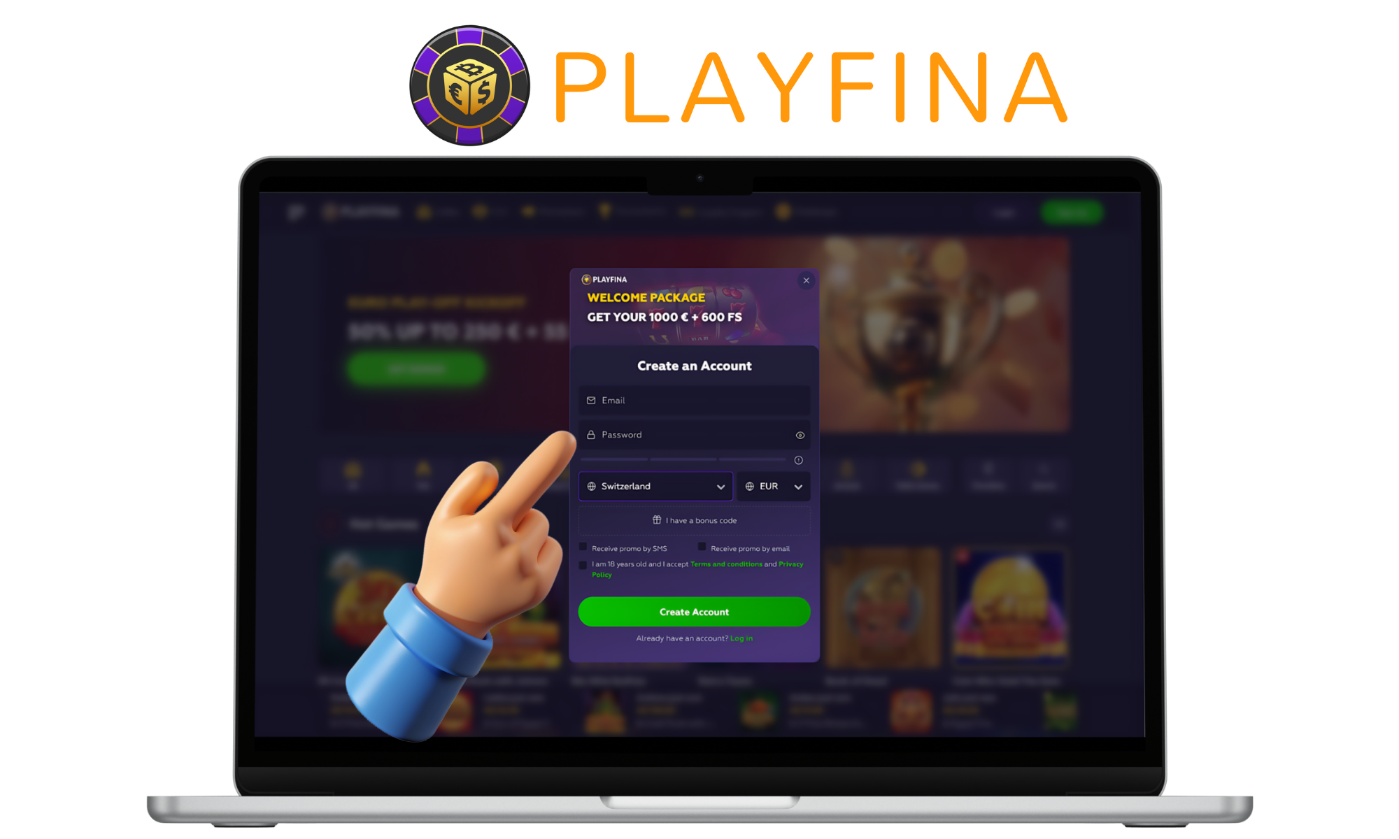 Fill out the registration form at Playfina Canada