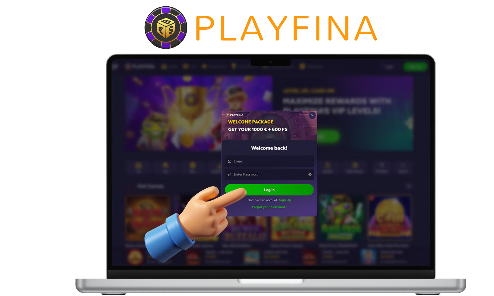 Step 1 - Log Into your Playfina account in New Zealand