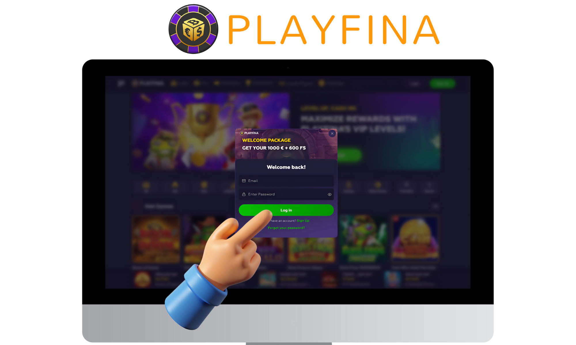 Visit the Playfina website and create a new account