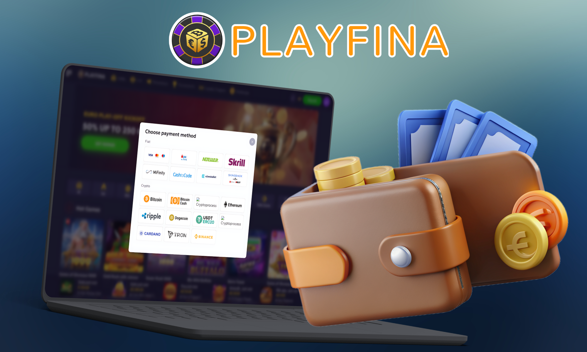 Anweisungen zum Einzahlen und Spielen bei Playfina