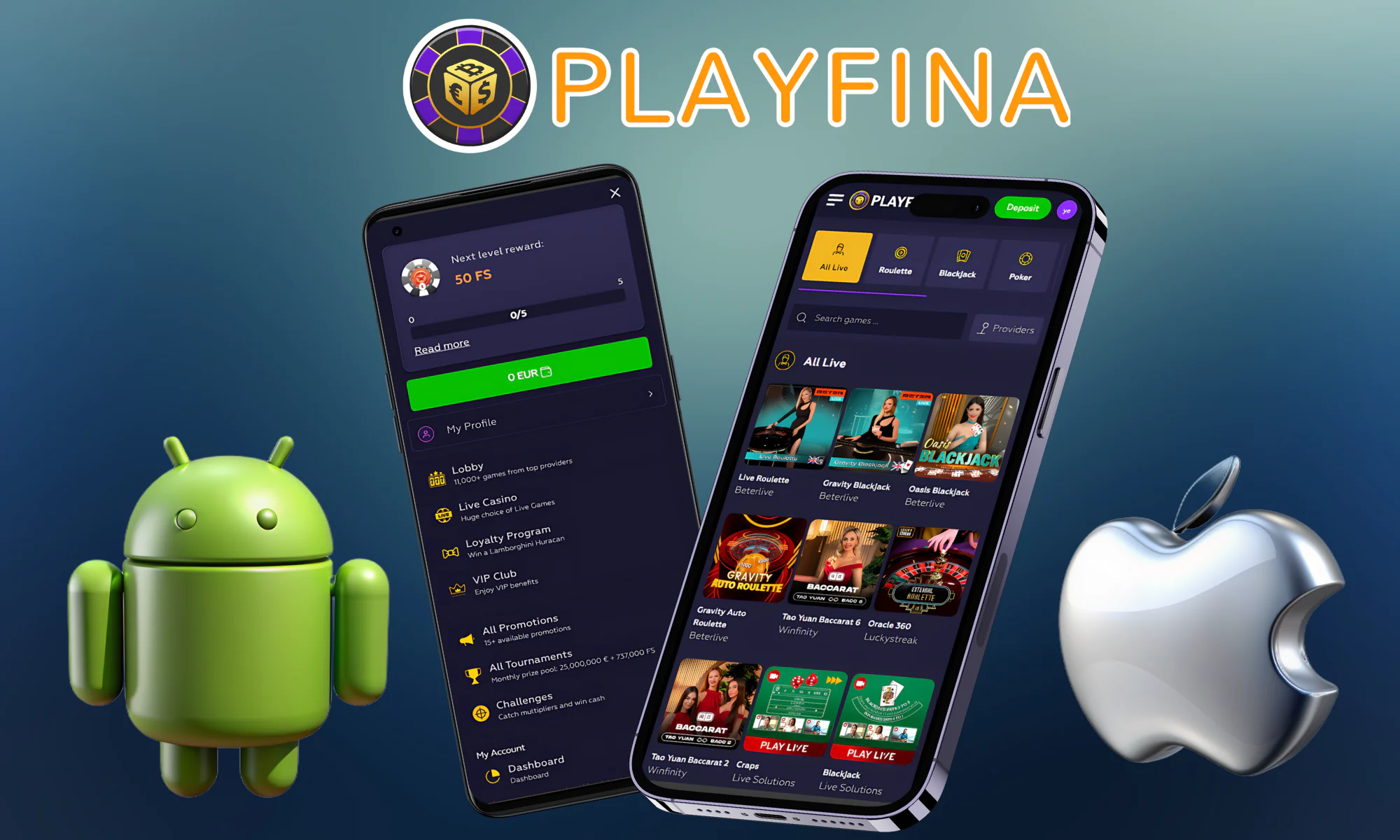 Playfina has a free mobile version of its website