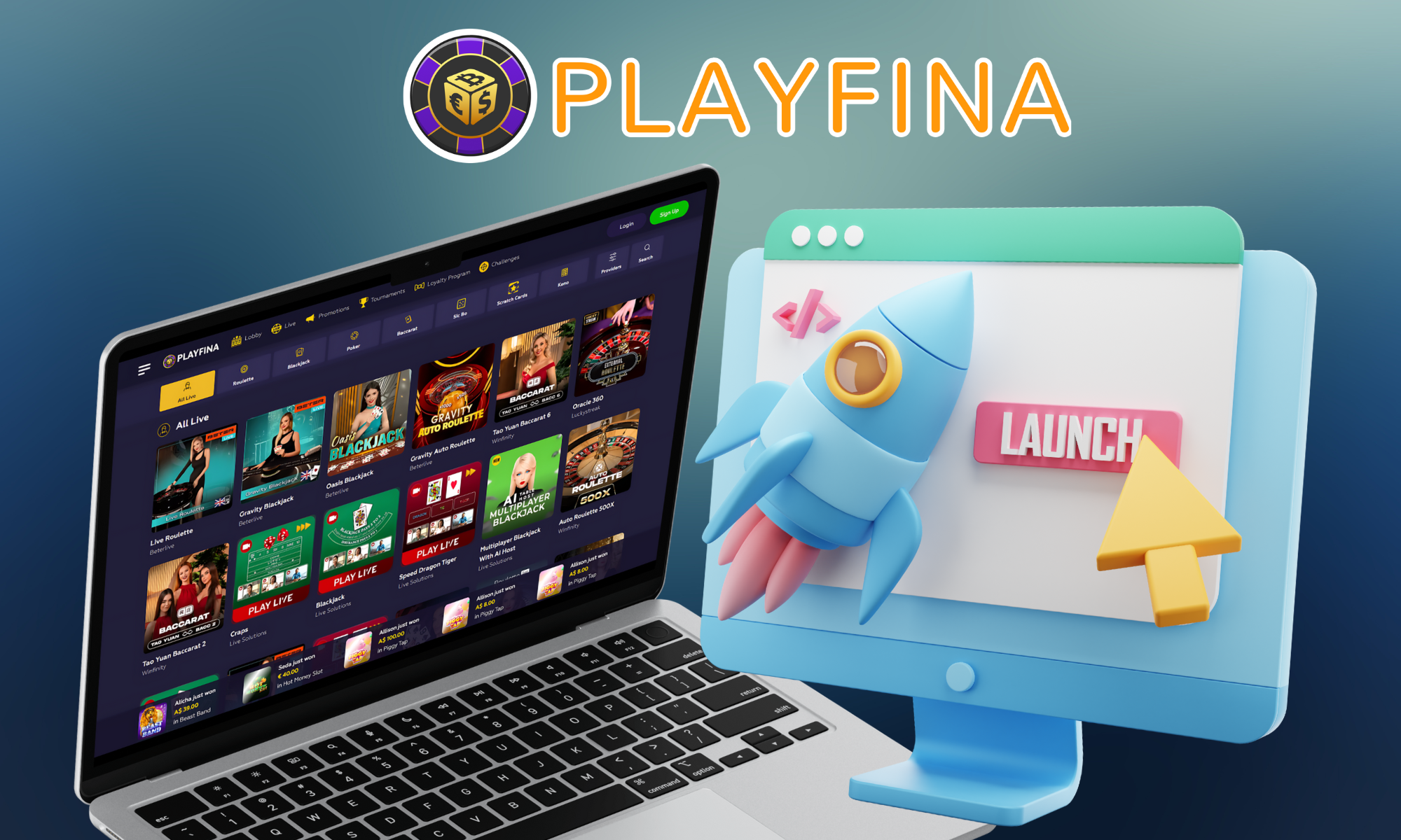 Playfina Casino Lobby for players from New Zealand