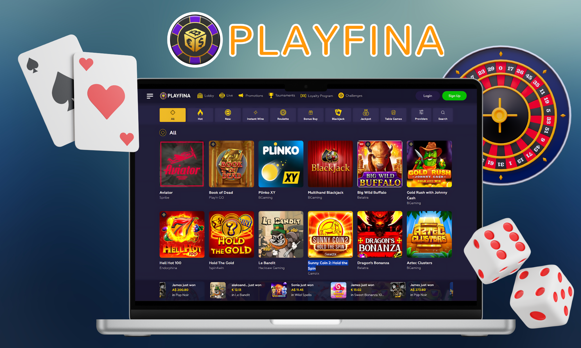 Werden Sie Mitglied im Playfina Online-Casino und erhalten Sie einen Willkommensbonus