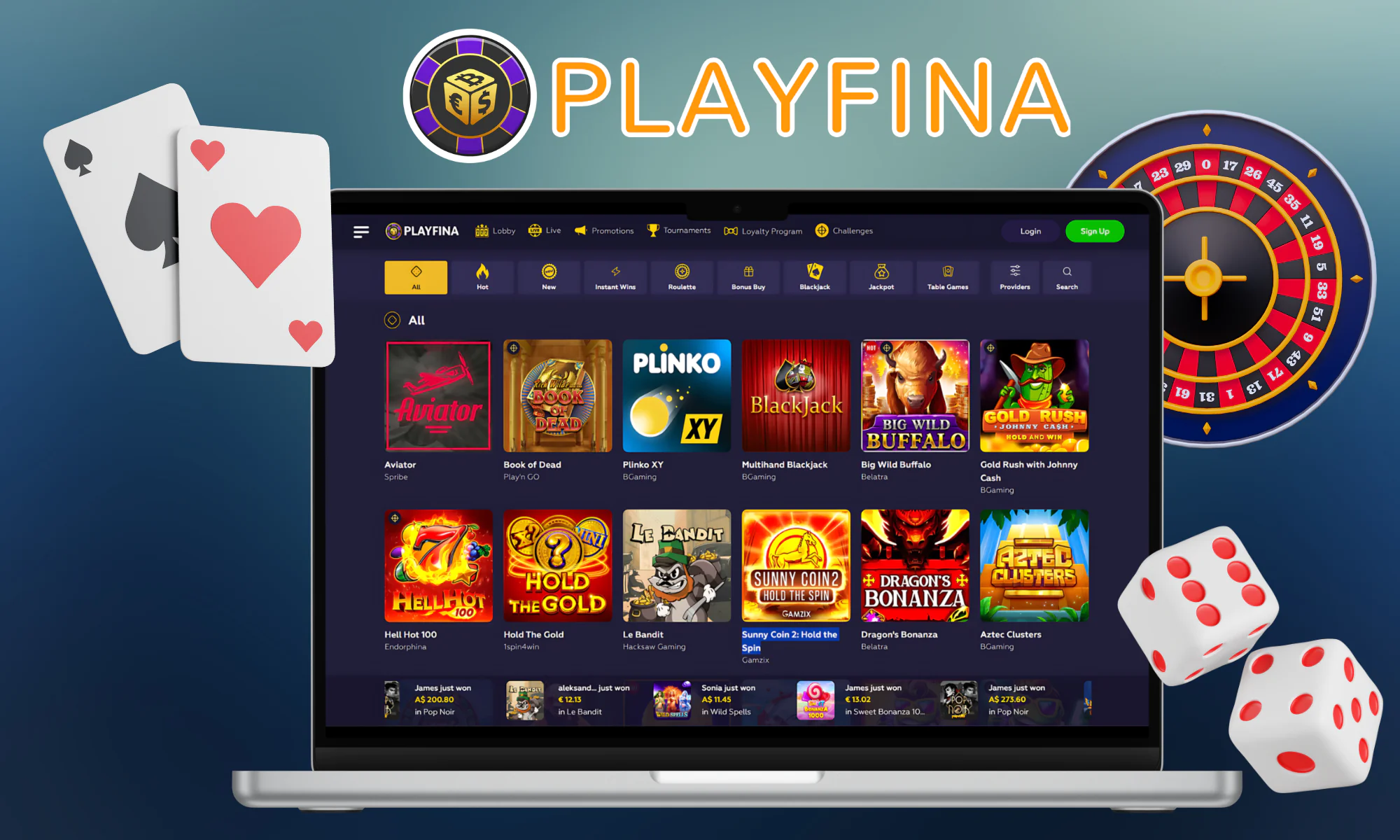 Join Playfina online casino and get welcome bonuses
