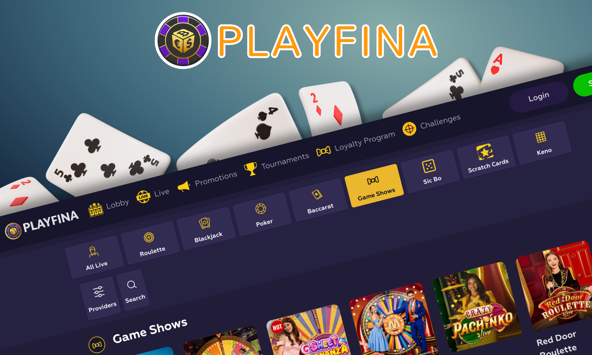 Game Shows with dealers and unique mechanics for Playfina players