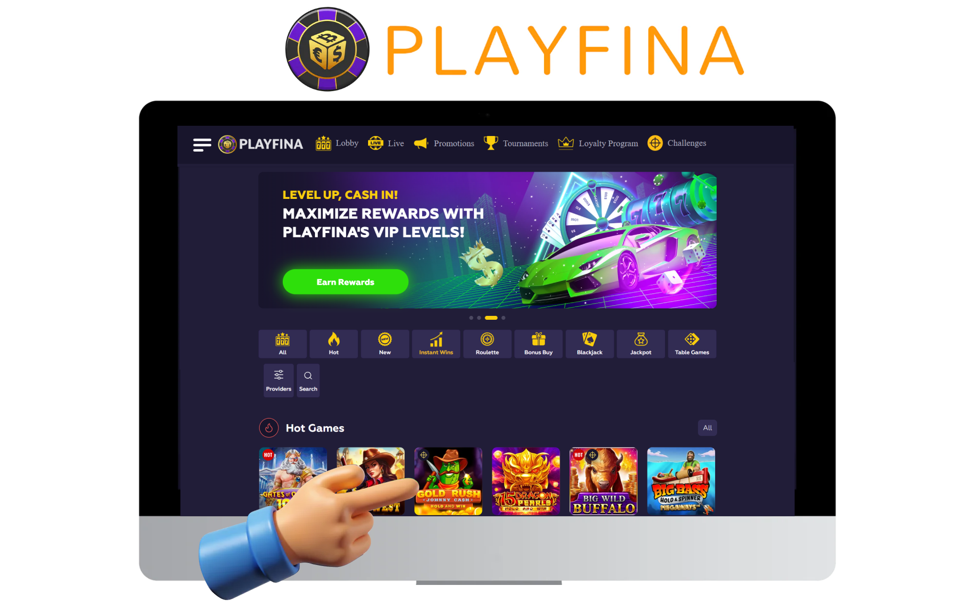 Receive your reward then start playing the eligible games at Playfina Australia